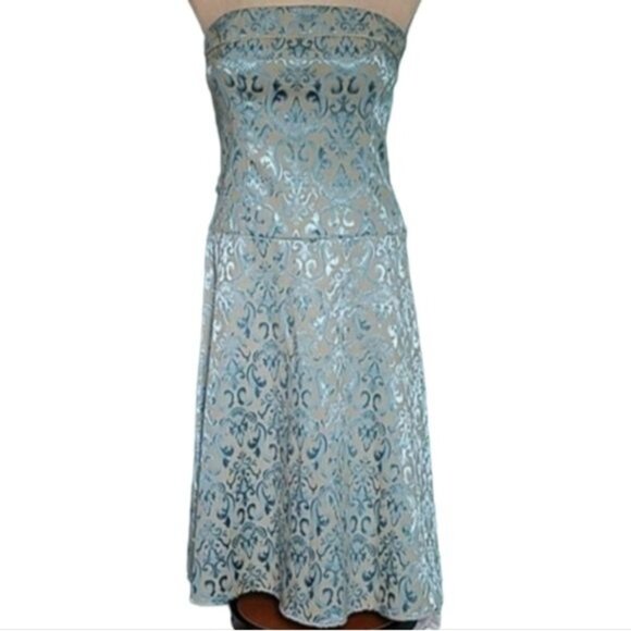 Dress Strapless Metallic Teal Tan Teeze Me Juniors WOMEN'S WOMAN'S Size 7 - Picture 2 of 9